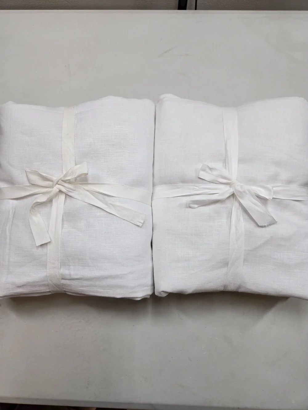QUINCE Set Of 2 48x84 European Linen True Blackout Curtains White 9372